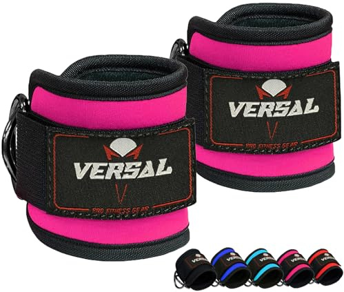 VERSAL Ankle Straps for Cable Machines Multi-Gym Attachment, Ankle Cuff Women Men 7mm Padded Weight Lifting Ankle Strap for Kickbacks, Glute Workouts, Leg Extensions, Hip Abductors