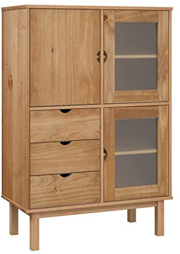 vidaXL Highboard Sideboard Kommode Schrank Anrichte Beistellschrank Mehrzweckschrank Standschrank Hochschrank 85x43x125cm Massivholz Kiefer