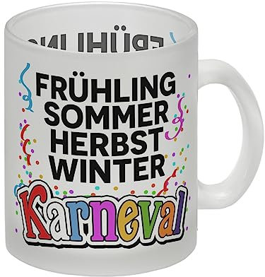 Kölner Karneval Glas Tasse mit Konfetti und Luftschlangen für Jecken und Narren die gerne einen trinken zur Faschingszeit, um die fünfte Jahreszeit zu feiern Kostüme Alkohol Köln