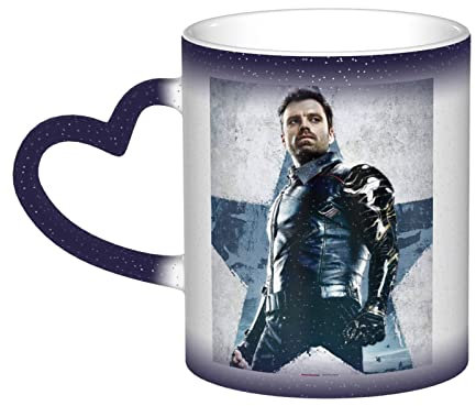 LOUJIN Sebastian Stan - Taza mágica personalizada – Taza de café sensible al calor – 11 oz azul