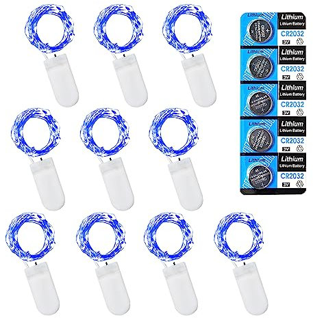 LEECOCO lichterkette batterie 1m,1m 10LED für längere Beleuchtung, Blaues Licht, für Weihnachten, Party, Hochzeitsdekoration(10 Pack 1M 10 LEDs, Blaues)