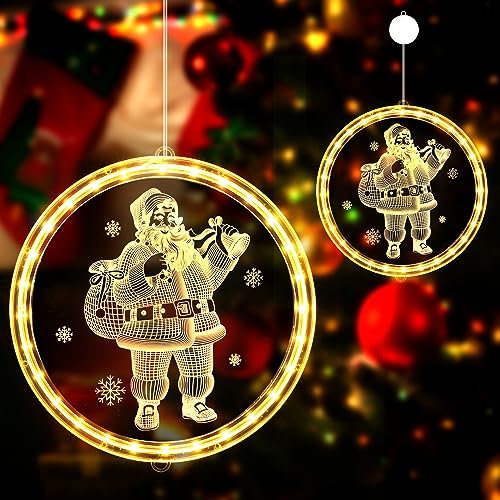 Comius Sharp 3D Hängend Lampe mit Saugnapf, Weihnachten Dekorative Fenster Licht für Innen Außen Weihnachtsfeier Fenster Deko (Der Weihnachtsmann)