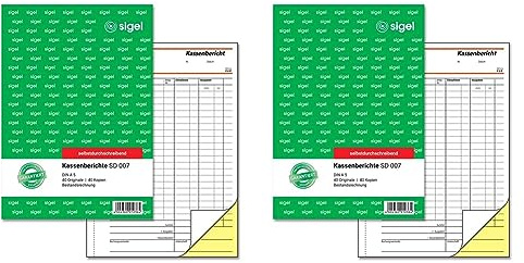 SIGEL SD007 Kassenbericht/Bestandsrechnung A5, 2x40 Blatt, selbstdurchschreibend, 1 Stück (Packung mit 2)