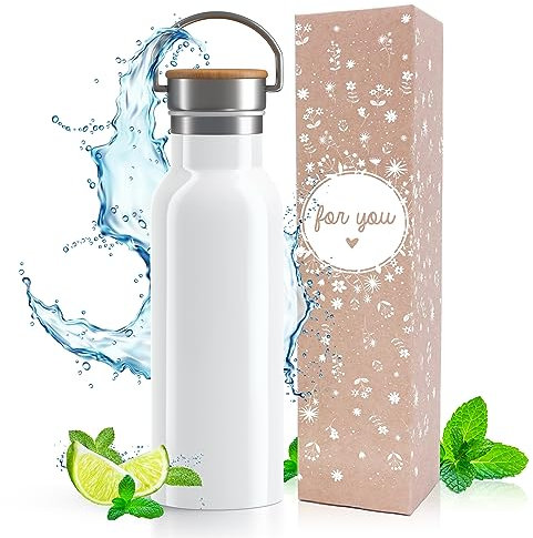 OWLBOOK Premium Trinkflasche isolierte Edelstahl Trinkflasche 600ml - Thermo Wasserflasche auslaufsicher schadstofffrei ökologisch wiederverwendbar BPA frei - für Büro Sport & Outdoor