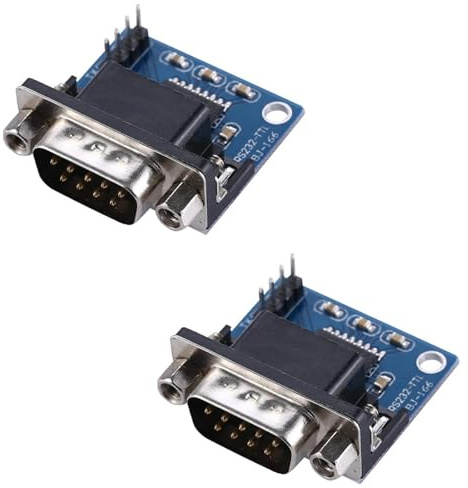 PENGLIN - Adaptador serie RS232 DB9 macho a TTL (2 unidades) | 3.3V a 5V MAX3232 9 Pin Convertidor de módulo macho de Prot serie