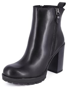 QUEEN HELENA Tronchetti di Pelle con Tacco Alto Stivaletti con Plateau Donna QH23-S407 (Nero, Sistema Taglie Calzature EU, Adulto, Donna, Numero, Media, 36)