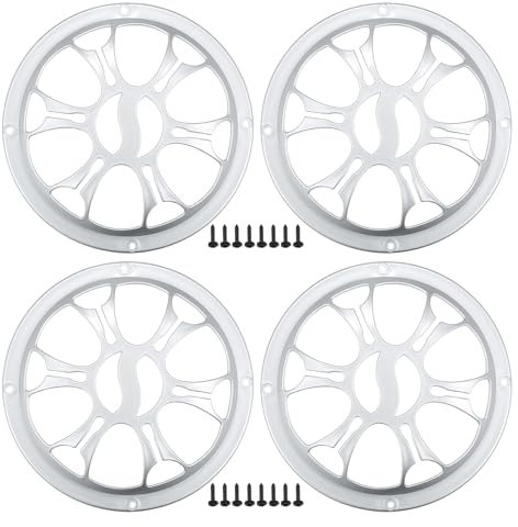 X AUTOHAUX 6 Car Speaker Grills Cover Round with Screws Silver Tone - 4 Pcs