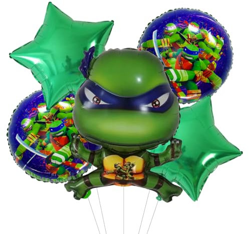 Schildkröte Aluminium Luftballons,Grün Ballons Geburtstag Deko,5 Stück Folienballon für Junge Geburtstagdeko für Kindergeburtstagsfeier,Hauptdekoration,Themenpartys