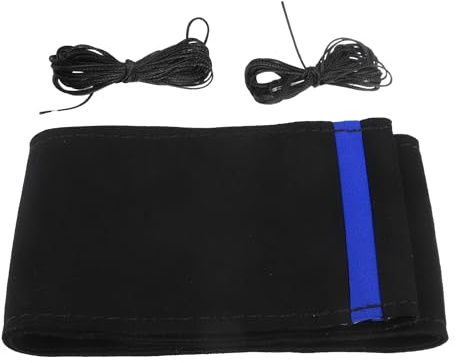 A ABSOPRO Auto DIY Lenkradbezug 38cm Wildleder Blau Schwarze Nähte Schwarz