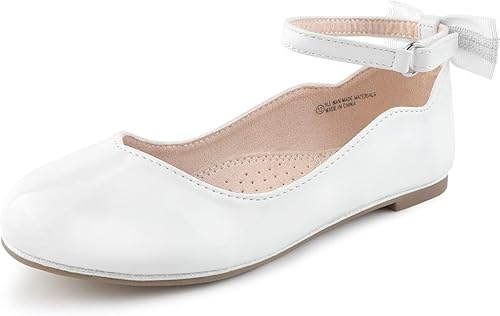 FUPPIA Girls Mary Jane Shoes Princess Ballerina Dress Uniform Shoes for Little Big Kids UK White Size 3