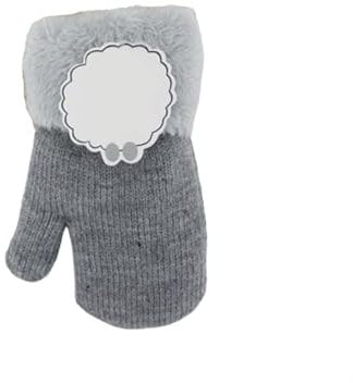 HomeRelax&Style Kinder Fäustlinge » Winter Teddy Handschuhe | Kinderhandschuhe weich gefüttert | Strickhandschuhe warm (Grau)