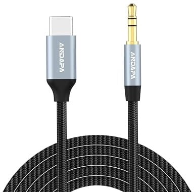 ANDAPA USB-C to 3.5mm Auxiliary Audio Cable (1M),USB-C to 3.5mm headphone jack cable compatible with iPhone 15 16 Pro Max/15 16 Plus, Samsung S24/S23/S22/S21, Pixel 4/5 XL, and iPad Pro.