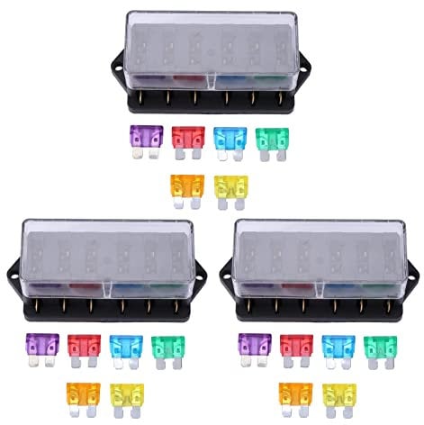 Haopeuk 3X 6-Weg Sicherungshalter BoX Auto Fahrzeug Schaltung Klinge BoX Block + Sicherung