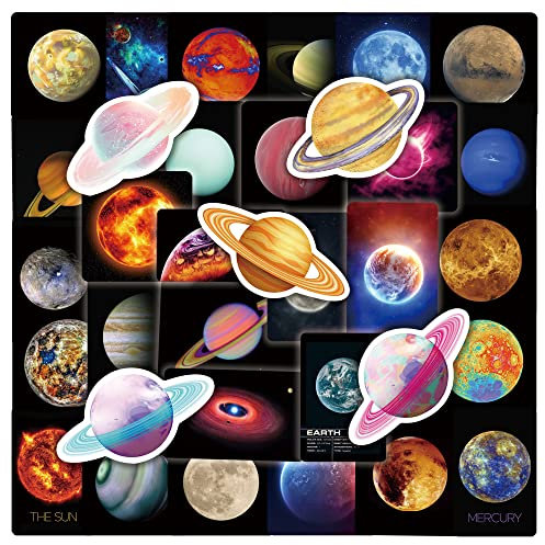 PNGIF Weltraumplanet Sticker 50 Stück Wasserfeste Vinyl Sternenhimmel Aufkleber für Laptop Koffer Notebook Scrapbook Journal MacBook Tablet Motorrad Helm Kühlschrank