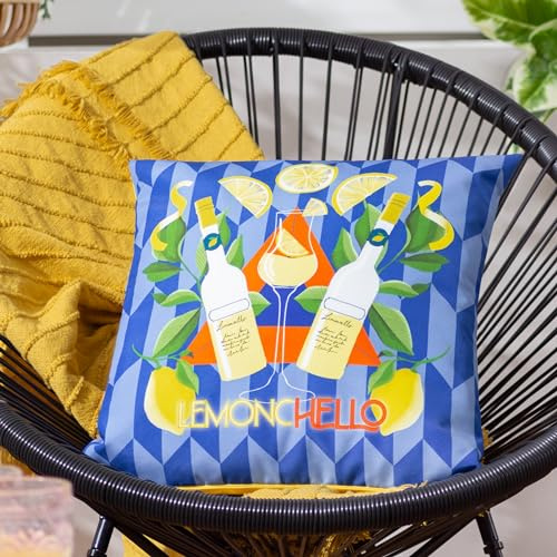 furn. Limoncello Abstraktes Outdoor-Kissen mit Polyesterfüllung, Blau