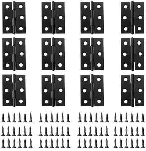 EUZUXU 12 Bisagras Plegables 44 mm × 32 mm, Bisagra Puerta Acero Inoxidable, Bisagra Pequeña para Puertas, Ventanas, Armarios, con 72 Tornillos
