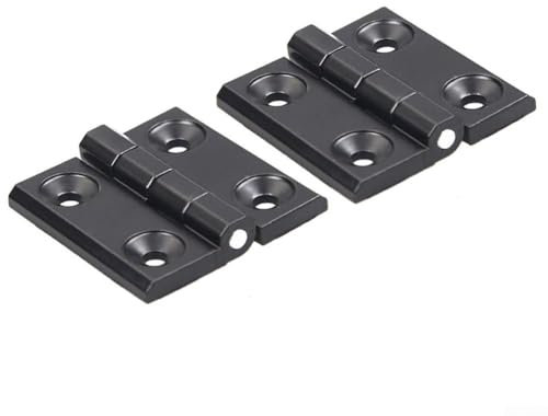 Cerniere per porte, in metallo nero, per armadietti, scatole in alluminio, cerniere in acciaio nero, cerniere per legno, cerniere per porte interne esterne (60 x 60 mm, 2 pezzi)