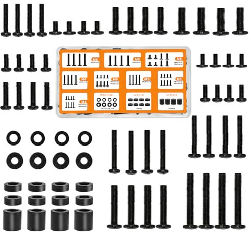 Alrhipvm Kit di viti per montaggio TV universale con scatola, viti per montaggio TV, include viti di ricambio M4 M5 M6 M8, rondelle e distanziali, viti di montaggio VESA, funziona con qualsiasi TV