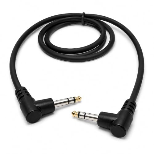 DRUT 1m 6.35mm 1/4 TRS Stereo Jack to Jack Plug, Dual Right Angle Patch | Cable Lead for Headphones Amplifiers, Music Instruments, Live Events, DJ 3.3ft