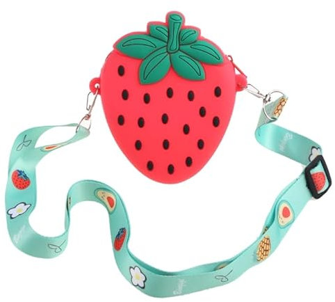 Limtula Sac à main en silicone avec bandoulière et bandoulière réglable Motif avocat et fraise, fraise