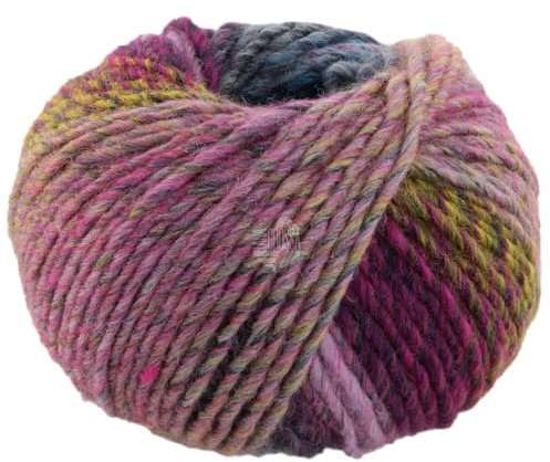 LANA GROSSA Colors for You | Voluminöses Dochtgarn mit Farbverlauf | Handstrickgarn aus 55% Schurwolle & 45% Polyacryl | 50g Wolle zum Stricken & Häkeln | 90m Garn FB 152