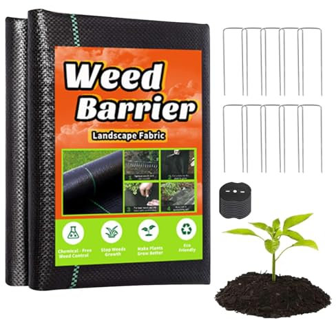 Huvqianu Strapazierfähiger Stoff, Landschaftsblockerstoff, gewebtes Geotextilgewebe, Bodendeckermatte mit Bodendecker, Grassperre Matte zur Verhinderung von Wachstum in Rasen und Garten