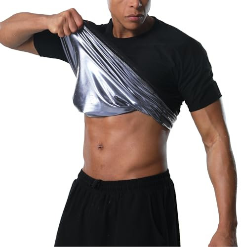 Donason Canotta Dimagrante Uomo Gilet Snellente Sudore Maglietta Sauna Manica Corta Fitness Palestra Canottiera Modellante Compressione Sportivo Body Shaper