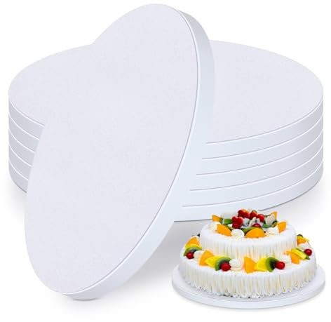 (5 Pièces) Support Gateau Rond 30 cm, Plateau Gateau 30 cm x 12 mm, Support a Gateau en Carton Réutilisable pour Gâteaux, Plat à Gâteau Rond pour Gâteaux et Desserts de 8-11 Pouces (Blanc)