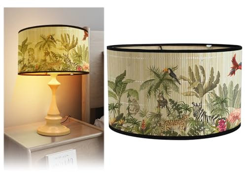 Gohytal Lampenschirm Stehlampe, E27 Rund Tischlampen Rustikale Lampenschirme Retro Gewebter Moderne und Vintage Lampenschirm Stehlampe Hängelampe boho lampenschirm für Wohnzimme C