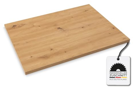 Hausfux Tischplatte nach Maß - 2,5 cm Starke Spanplatte, melaminbeschichtet, mit ABS-Kante - individueller Zuschnitt - Made in Germany (Artisan Eiche, 70 x 50 cm)