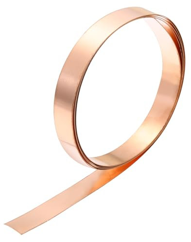 PATIKIL Lámina Cobre 0.5mm x 20mm x 2000mm, 99.9% Pura, Banda Cobre, Lámina Metálica Para Proyectos DIY, Joyería, Reparaciones Eléctricas