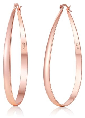 PABBEU Orecchini Donna Oro Rosa, Ovali Spessi Orecchinis Donna Cerchio Oro Rosa, Leggeri e Ipoallergenici Orecchini a Cerchio Donnas 30/40/50/60 mm