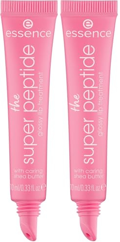 essence the super peptide glossy lip treatment, Lippenbalsam, Nr. 02, Pink, glättend, mit Vitaminen, pflegend, vegan, ohne Parabene, ohne Mikroplastikpartikel, Nanopartikel frei, 2er Pack (10ml)