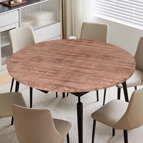 Transparent Tischdecke Rund 90 cm-110 cm, Abwischbare Tischdecke, Elastisch Rund Abwaschbar Tischdecken Wasserabweisend, Garten Tischdeckes, Outdoor Runde Tischdecke, Tischschutzfolie (H: 90cm-110cm)