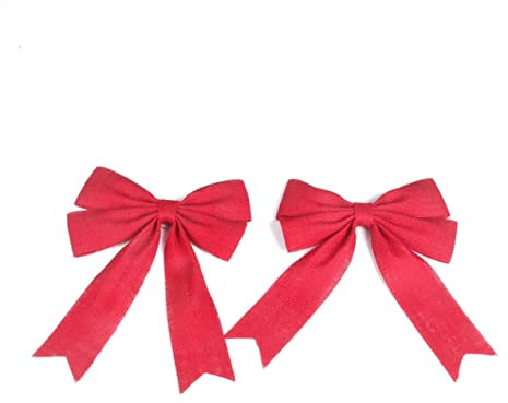 Lazo de arpillera de yute rojo, decoración rústica para árbol de Navidad para bodas y vacaciones, 8.3 \