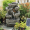 Bumilgar 62CM Solar Water Fountain Outdoor, 6-Tier Cascading Rock Feature Garden Fountains and Waterfalls with Light, Pump, Solar Panel for The Patio, Deck, Porch, Backyard Home Décor, Stone Gray