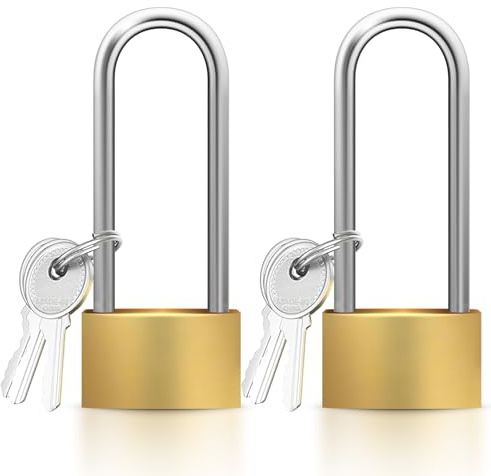 xdg 2pcs Heavy Duty Long Padlock with Keys - Outdoor High Security Key Padlock for Shed, Warehouse, Garage, Garden, Gate -40mm