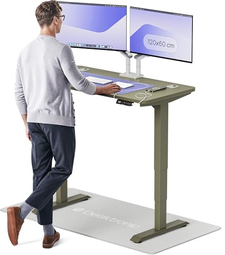 Desktronic HomePro Standing Desk – 120 x 60 cm Height Adjustable Desk with Electric Dual Motor, Touchscreen Controller & Integrated USB/USB-C, 3 Memory Presets