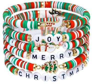 Weihnachtskostüm Damen, Weihnachtsschmuck Damen, Schmuck Weihnachten, 6er Set Festliche Armbänder Für Frauen Und Teens, Schmuck Für Weihnachten, Ideal Als Geschenk Oder Für Feiern, Christmas Bracelets