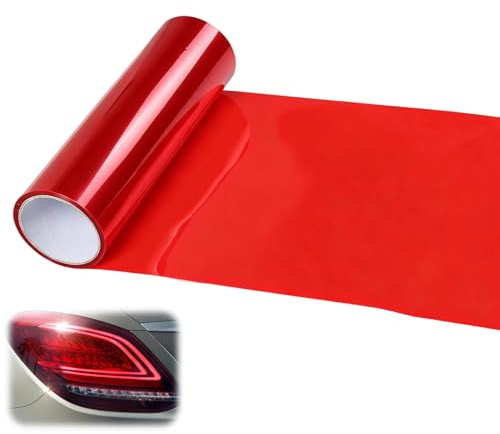 Tönungsfolie Auto,Scheinwerfer Folie,Scheibentönungsfolie Auto,Rote Folie Transparent,Selbstklebend Autofolie,Klebefolie,Tönungsfolie Glänzend für Rücklichter,Nebelscheinwerfer,Rückleuchten,120x30cm