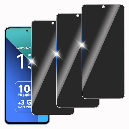KELINAN 3 Piezas para Xiaomi Redmi Note 13 Tempered Privacy Glass Protector, 9H Hardness,Anti-Scratch,Privacy Screen Protector,Ultra Resistant,Anti-Fingerprint, Bubble-Free