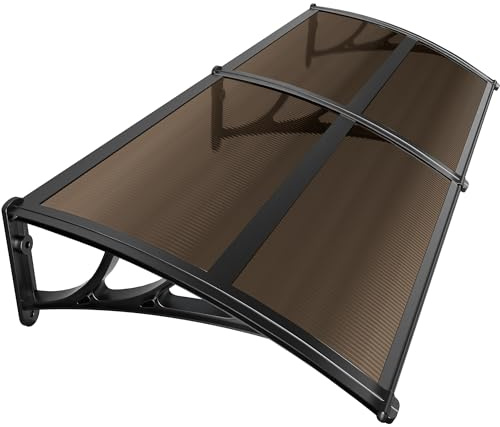 VOUNOT® Front Door Canopy Outdoor Awning, Rain Shelter for Back Door, Porch, Patio, Window, 200 x 80 cm, Brown