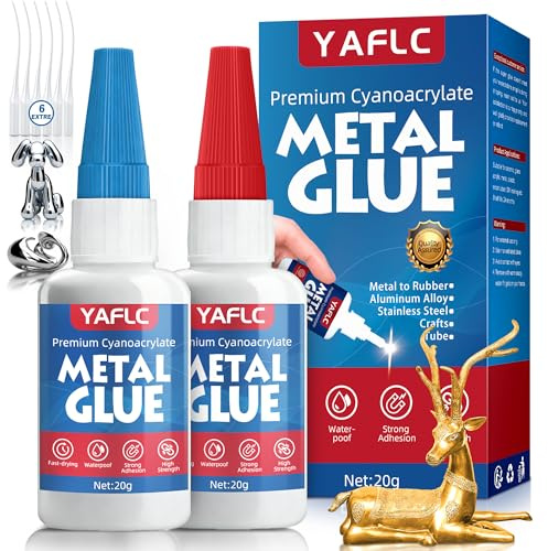 Colla per Metallo Super Forte 40g, Trasparente & Asciugatura Rapida Super Adesivo, Impermeabile Colla Attack per Giunzione di Metalli, Altri Materiali, Leghe di Alluminio, Tubi Metallici