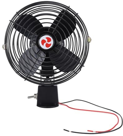 Sunicon Ventilador de refrigeración para RV de 12 V, con interruptor de 2 velocidades, ventilador de coche de metal silencioso y resistente para camión, RV, coche, barco, autobús (8 pulgadas)