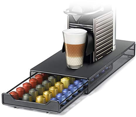 HiveNets Metallschublade zur Kapselaufbewahrung für Nespresso-Kaffeemaschine 40 Capsules