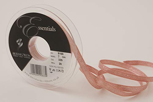 Berisfords Rose Gold Lame Ribbon, Polyester, 7mm,Rose Gold,916500070329HF