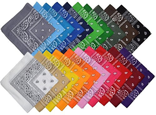 Bandana Halstuch Biker 1er 3er 6er 12er Pack Nikki Tuch Schal Paisley Kopftuch 100% Baumwolle (12er, Gemischt mit Ihrer Auswahl)