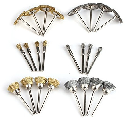 Cepillos Metálicos 24 piezas Juego de cepillos de Alambre de Cobre Amarillo Kit Completo de Las Ruedas de Pulido para Las Herramientas Rotatorias Del Taladro de La Amoladora