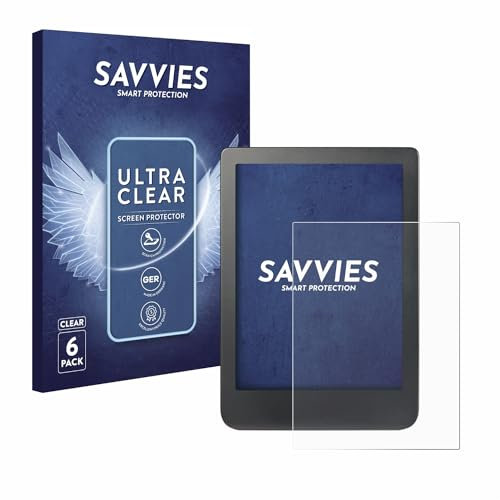 savvies Protector Pantalla para Kobo Clara HD (6) / BW/Colour (6 Unidades) Película Ultra Transparente