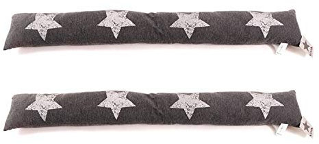 Zugluftstopper Anthrazit- Passgenauer 90cm Luftzugstopper - Zugstopper Tür und Fenster (Anthrazit, 2er Sparset Sterne)